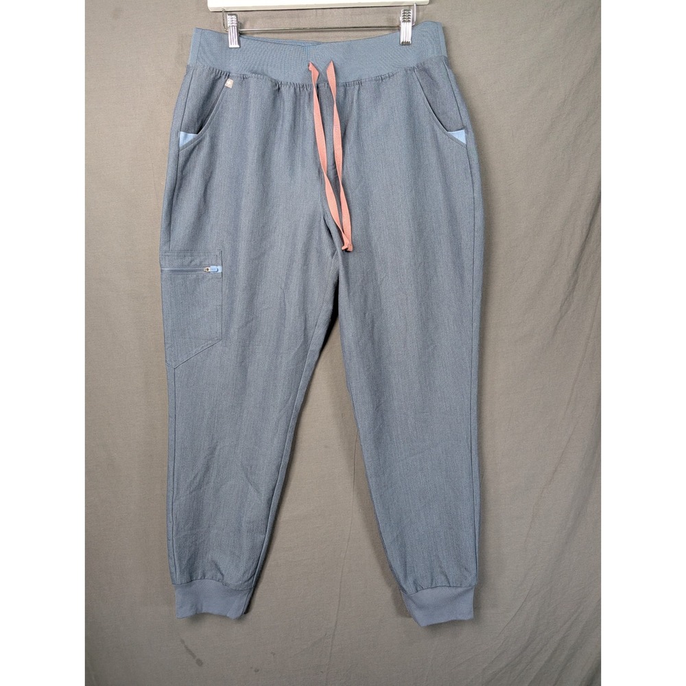 FIGS Technical Collection Zamora Jogger Scrub Pants Heather Denim Blue L 7721